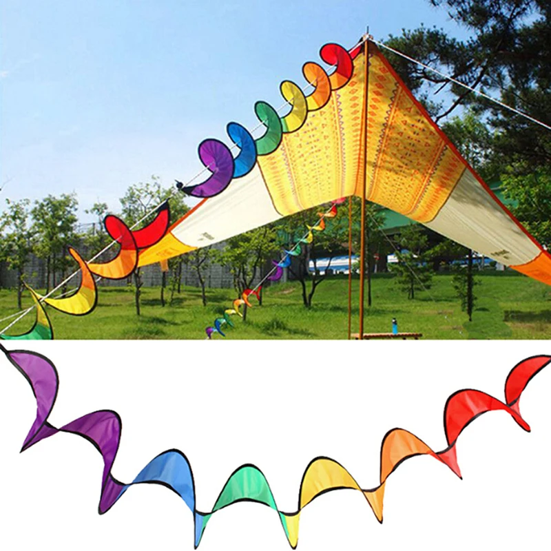 Colorful Outdoor Camp Flags Camping Tent Foldable Spiral Windmill Wind Spinner Camp Buntings Decoration Travel Kid Home Ornament