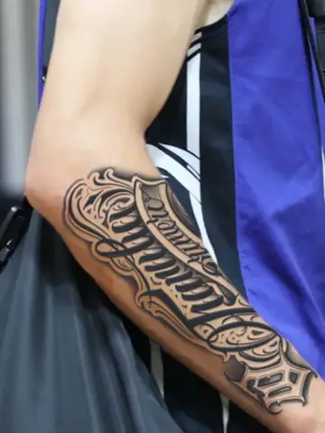 Tatuaje temporal resistente al agua con brazo de fuente escrita a mano, de larga duración, 1-2 semanas, tatuaje falso semipermanente realista, 1 ud.