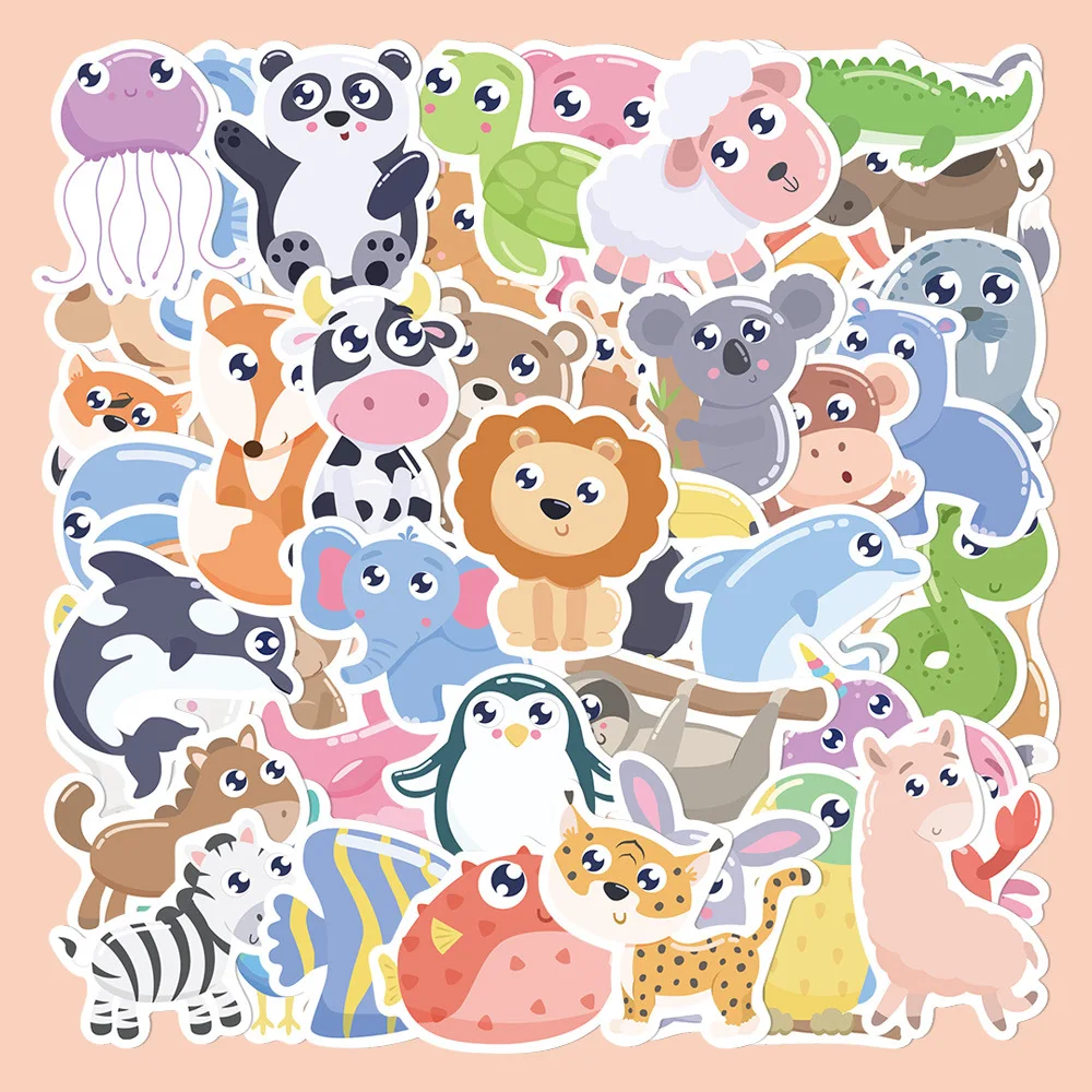 52pcs Lovelys Animal Stickers for Children Cute Jellyfish Panda Poster Diary Decoration Laptop Cup Stickers For Kids