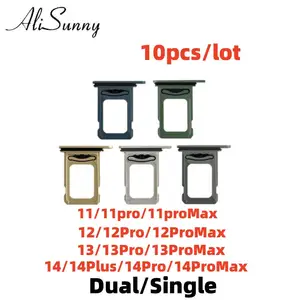 Bilashmart AliSunny 10 SIM Card Tray Holder Slot iPhone 14 13 11 12 Pro Max Single Dual Adapter Nano Replacement Parts