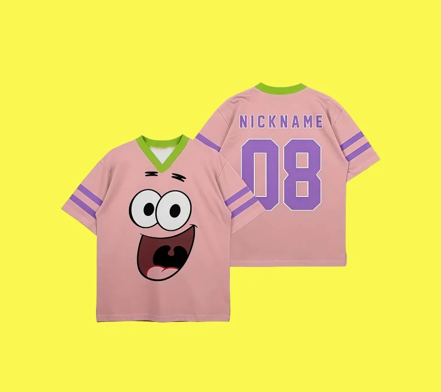 Cute Big Star Emoji Jersey SpongeBob SquarePants Family Photo Series Couple Style Children's Adult Fashion Summer Sports Jersey