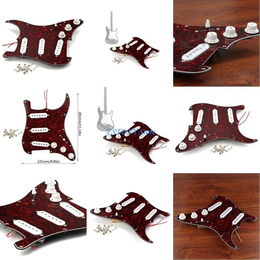 

G6DE Prewired-Loaded SSS Pickguards Scratch Plate with Back Cover Guitar Part, 3Ply