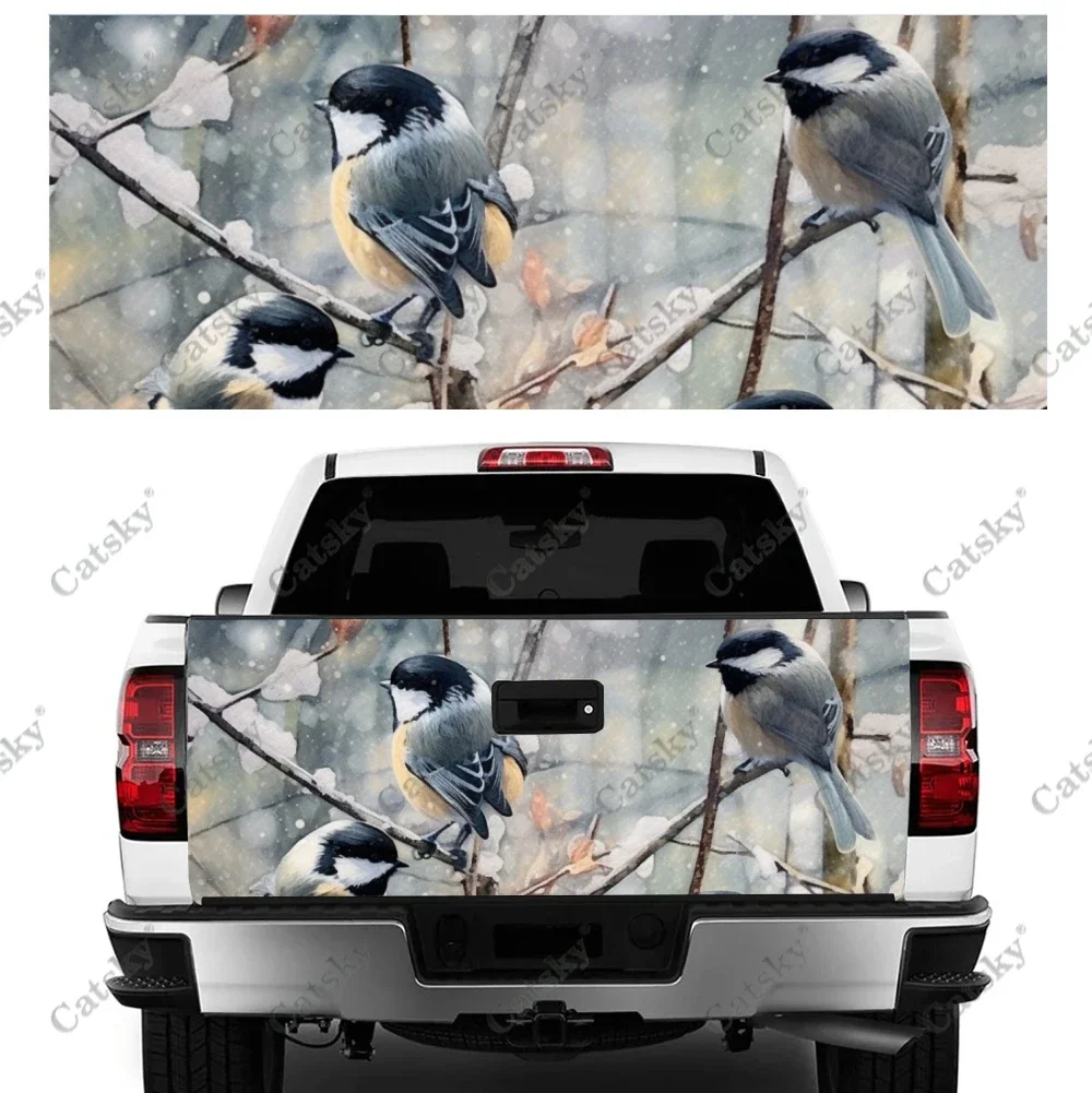 Birds on Tree Branch Painting Truck Tailgate Wrap Professional Grade Material Universal Fit for Full Size Trucks Weatherproof