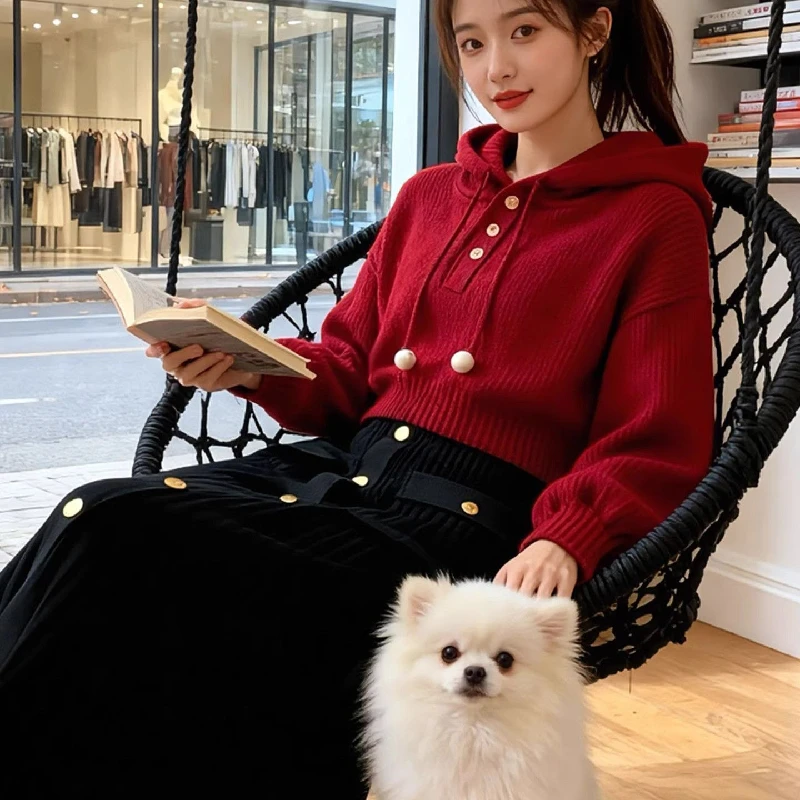 Ladies Autumn Winter Knitted Sweater Base Shirt Fashionable European Style Yarn Dyeing Long Sleeve Regular Fit  Color