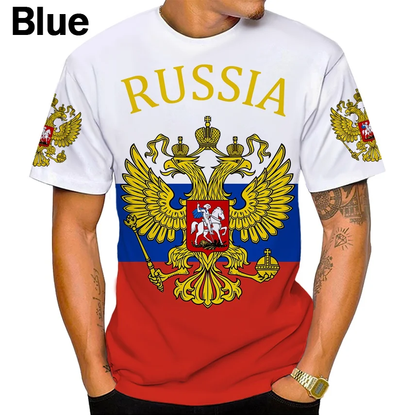 Men/Women 3D Russia Flag Casual T-shirt Unisex Hip Hop Punk Rock Tee Shirt