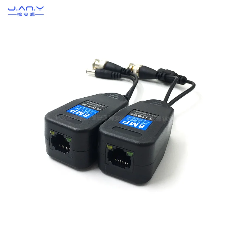 Transmetteur d'alimentation vidéo de surveillance HD 8MP, conversion de port de câble RJ45, BNC Nicarextender, 2 en 1