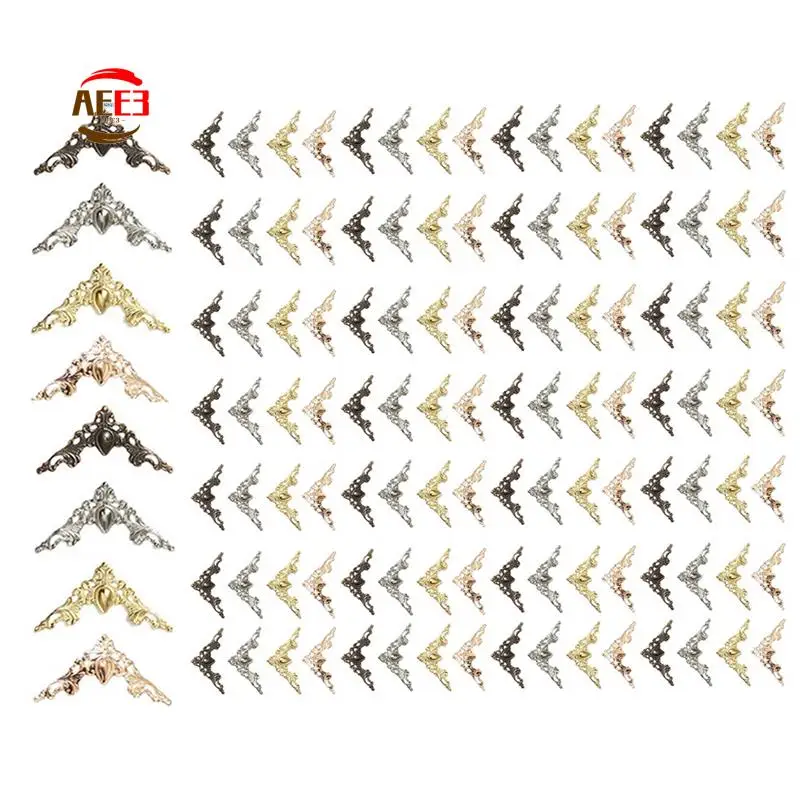 

AEE3-120PCS Metal Book Corner Protector, 4 Colors Iron Guard Edge Cover, Vintage Antique Book Scrapbooking Corner Protector