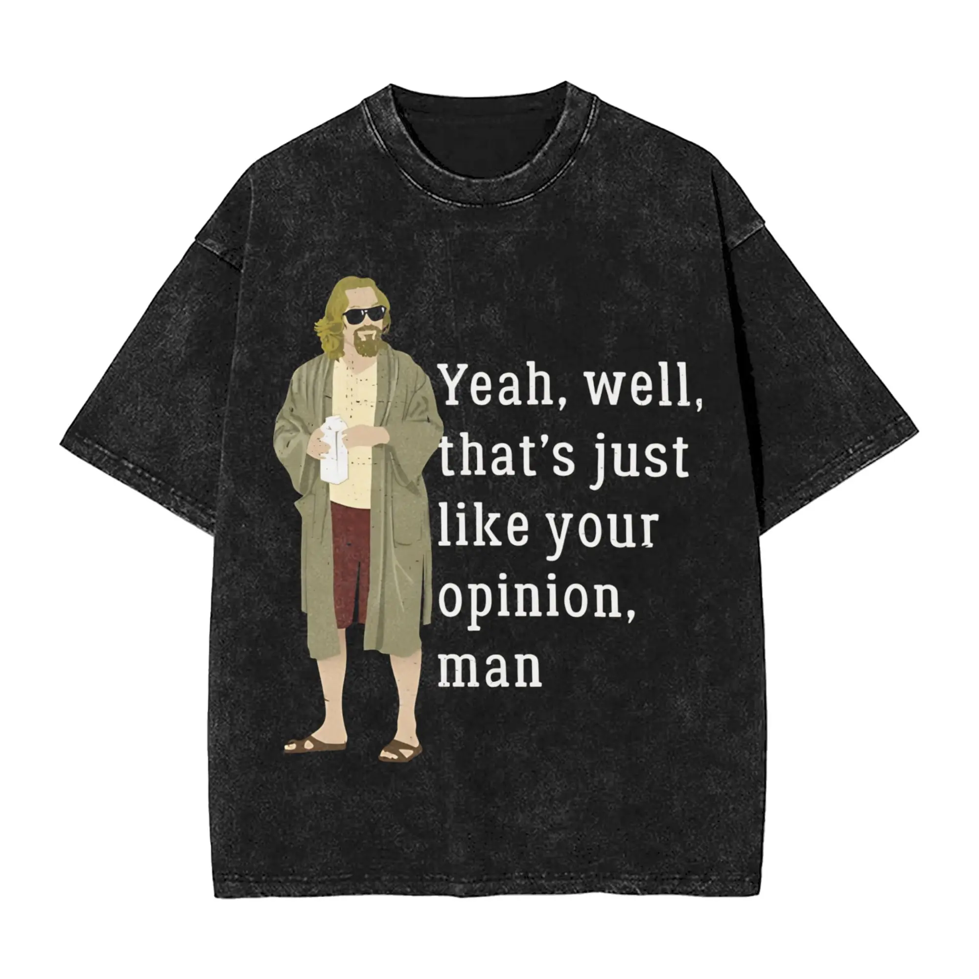 Yeah Well Dude Washed T Shirts Streetwear Hip Hop Vintage T-Shirts Lebowski Comedy Tees for Men Women Oversize Graphic Printed