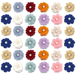 Flores artificiales de 10 piezas, flor de perla, seis pétalos, cuentas de doble capa, manualidades de ropa nupcial, decoración de boda