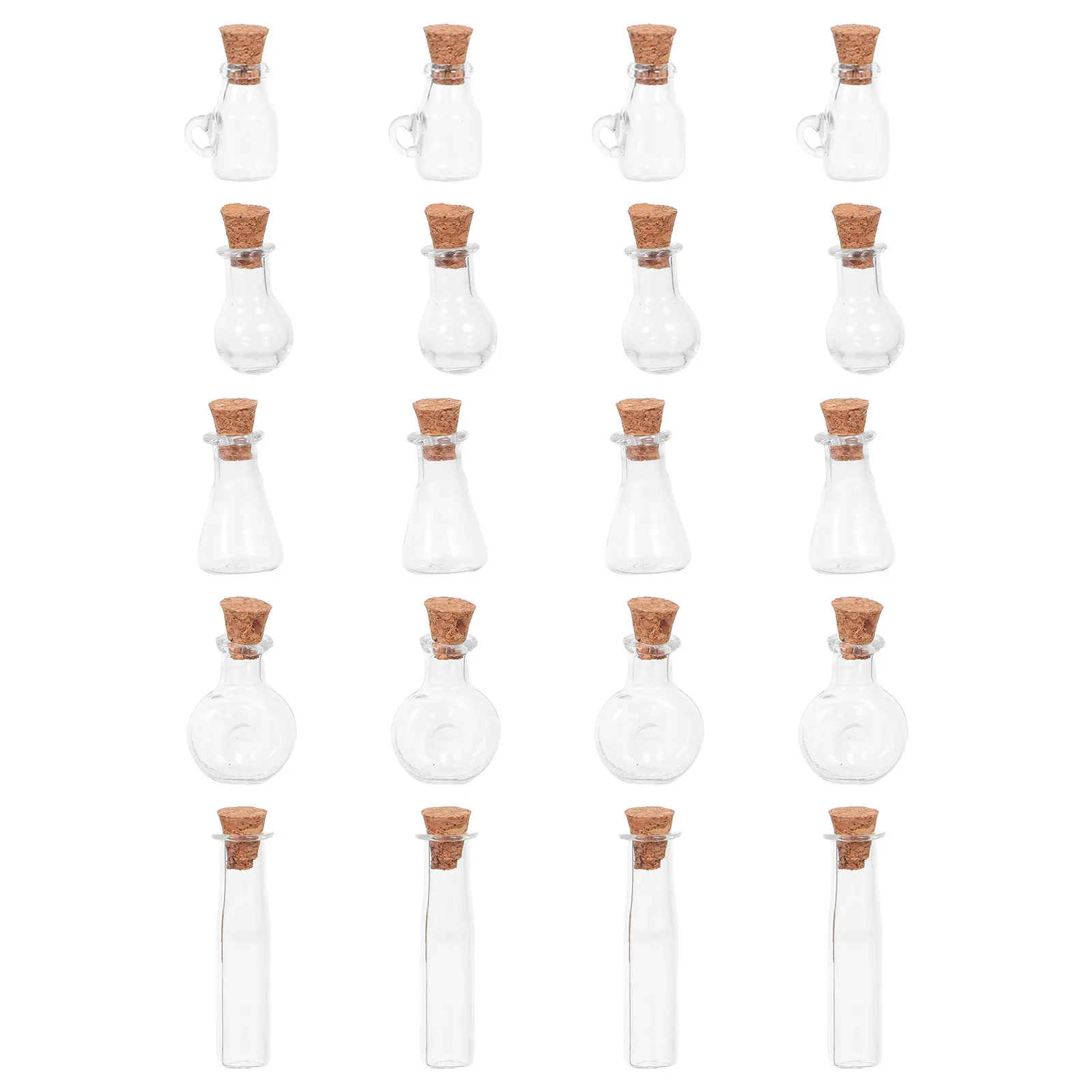 20Pcs Small Wishing Bottles Clear Glass with Cork Stoppers Mini Decorative Vials for DIY Wedding Party Holiday Crafts Tiny