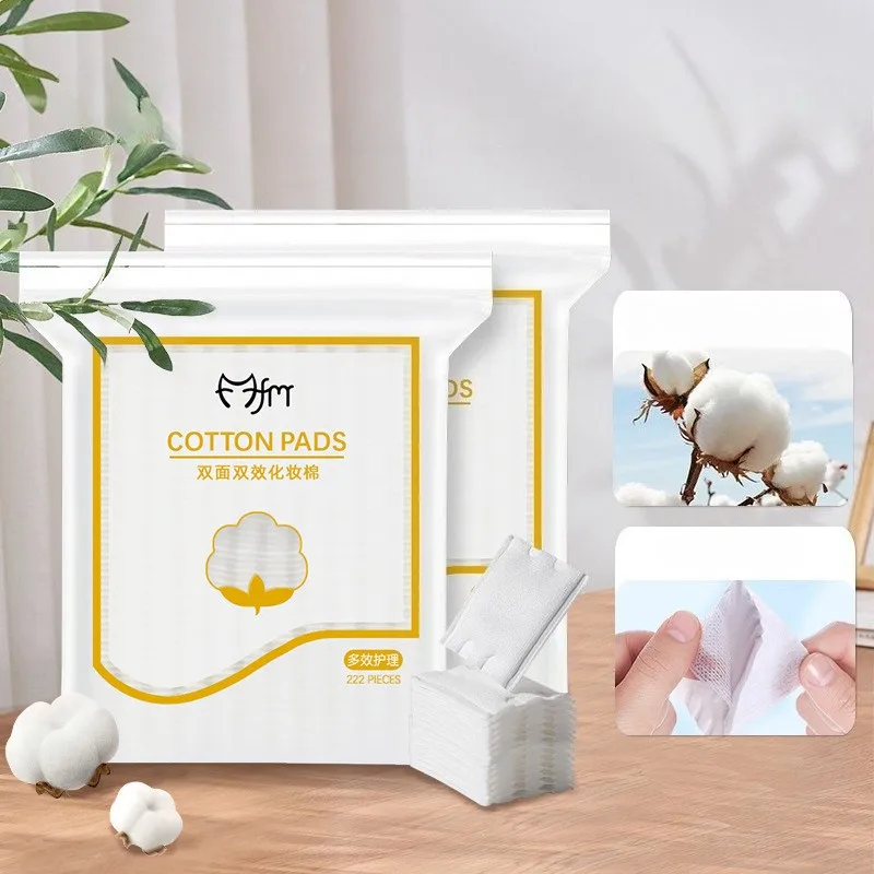 

222 шт. трехслойных натуральных ватных дисков для макияжа, толстые одноразовые ватные подушечки, двусторонние, экономящие воду, для снятия макияжа