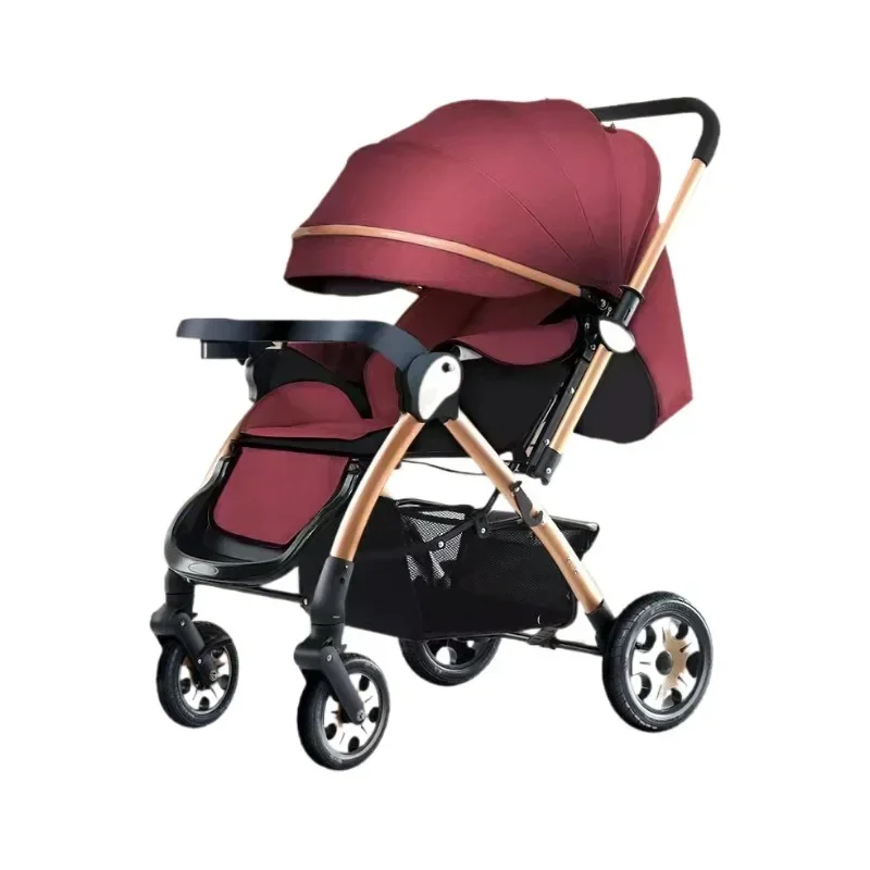 New High Landscape Newborn Baby Stroller Bed Dual-purpose Both Seated Reclining Shock-absorbing Ultra Lightweight Foldable