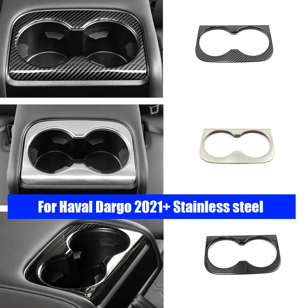 

For Haval Dargo 2021 2022 Stainless steel LHD Car Rear water cup frame protector Panel decoration Cover Trim Auto Accessories