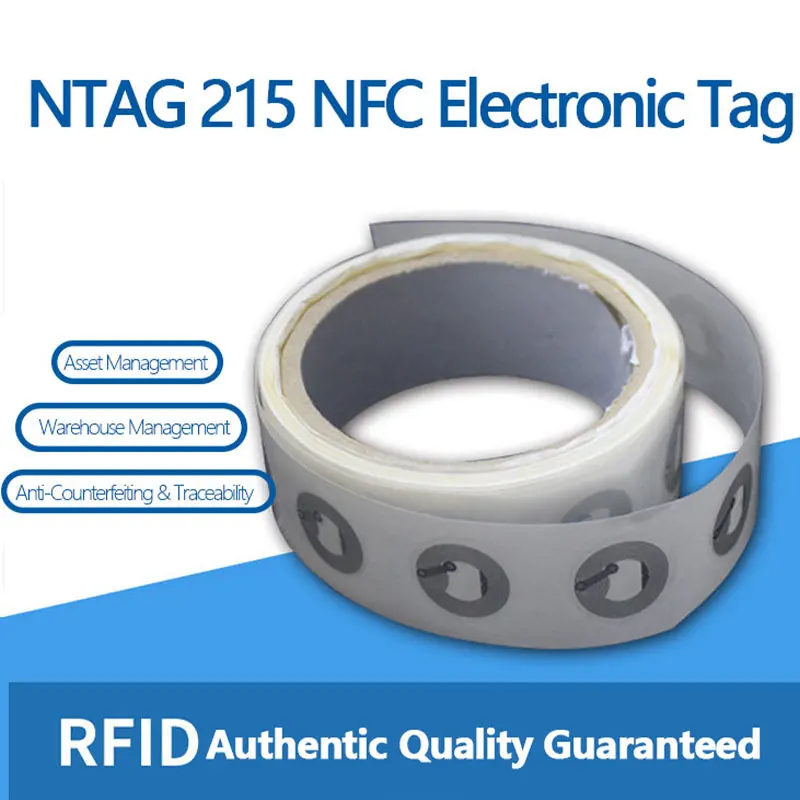 100pcs NFCelectronic tag 215 high-frequency chip adhesive sticker 215Ntag round touch-sensitive anti-counterfeiting wet inlay