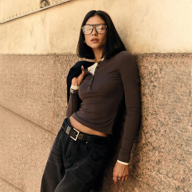 

Solid ColorTWomen's Sleeve2025New Winter Versatile CasualTEuropean and American Style Round Neck Long SleeveTSleeve