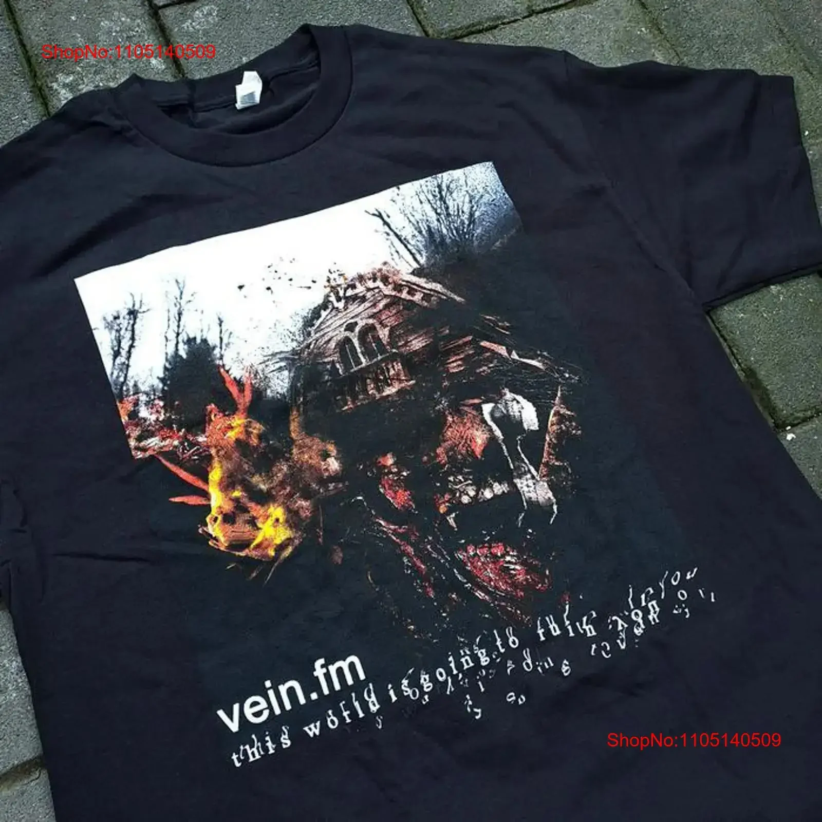 Vein fm This World Is Going To Ruin You Black Remake T shirt NH20489 vintage Washed Top For Everyday Wear Slightly homme
