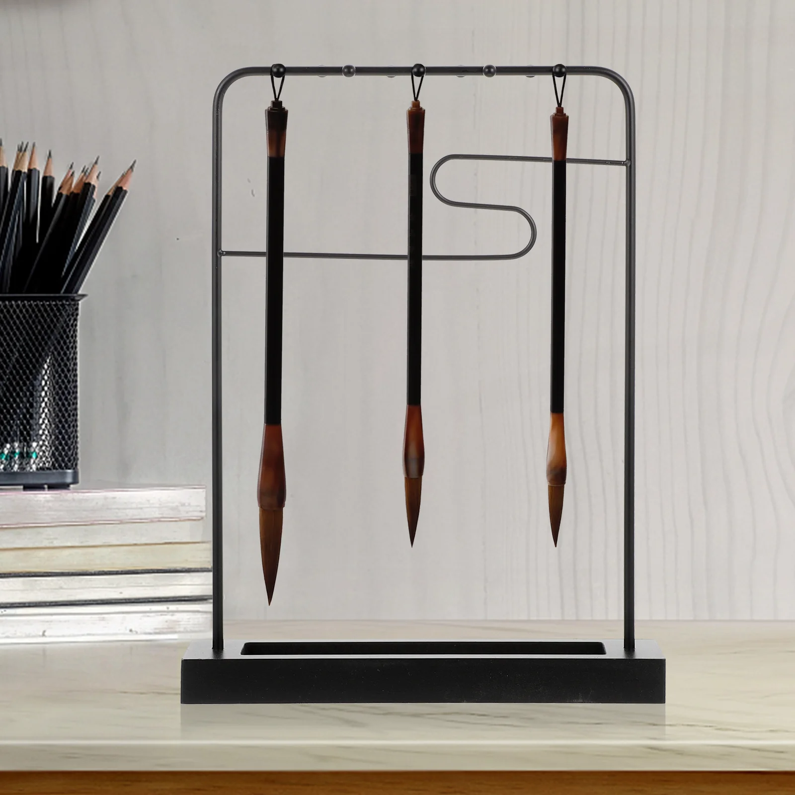 

Wrought Iron Pen Holder Chinese Brush Hanger Holders Calligraphy Supplies Japanese Shelf