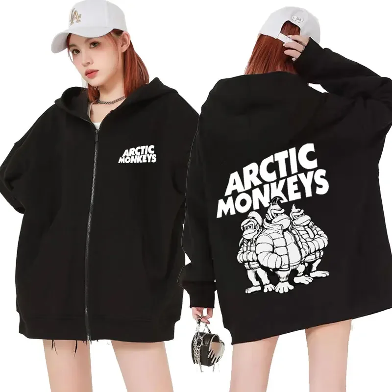 Hot Sale Band Arctic Monkeys Zip Up Hooded Men's Hip Hop Gothic Clothes Sweatshirts Unisex Casual Oversized Zipper Jacket Hoodie