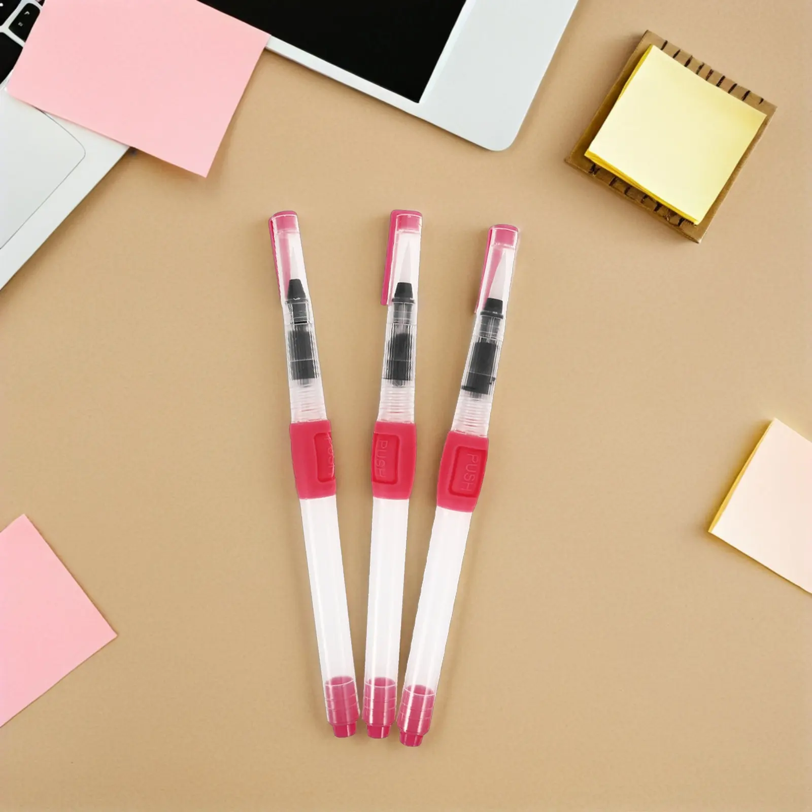 6Pcs Watercolor Brush Pens Refillable Fountain Brush Design Ergonomic Soft Tip Long Reservoir for Watercolor Painting