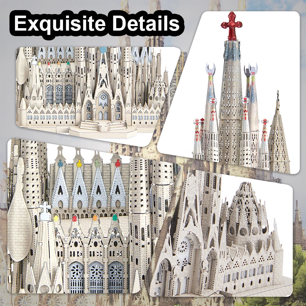 Piececool 3D Metallpuzzles La Sagrada Fam Alors Mollbausätze Puzzle Spielzeug DIY Set für die Sammlung von Bausteinen für Erwachsene  26