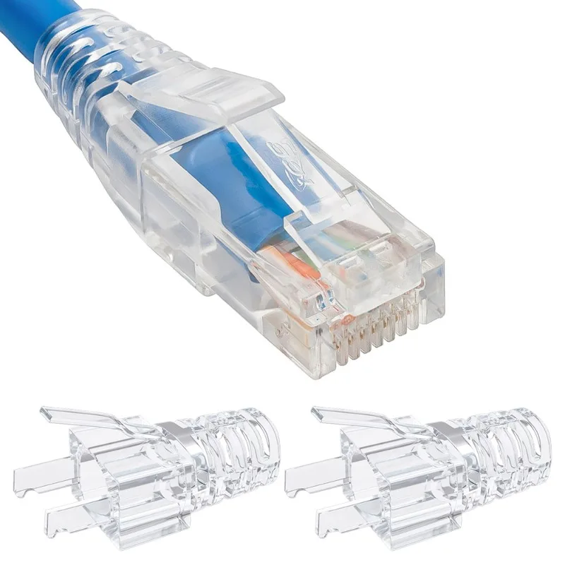 RJ45 Ethernet Network Cable Strain Relief Boot Cat6 Clear Cable Connector Plug Cover Modular Network Plug Connector Caps