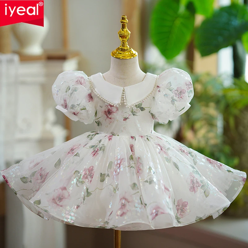 

Fashionable Embroidery Doll Collar Wedding Birthday Baptism Easter Eid Party Girl Dress Children's Princess Kids Evening Dresses