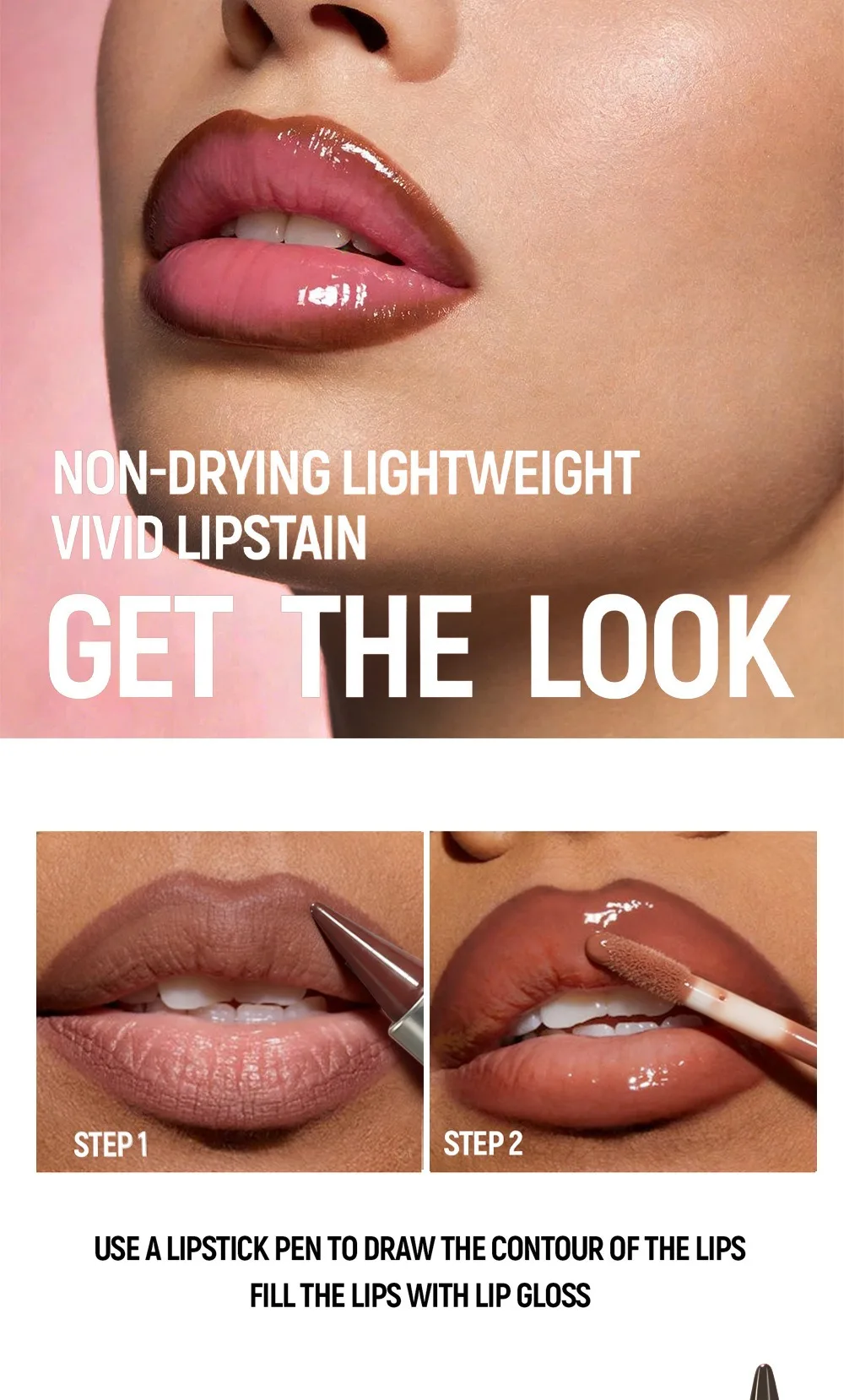2-in-1 Lipliner & Lipgloss, Doppelseitiger Feuchtigkeitsspendender Nicht-Klebender Lippenstift, Matter Samt-Lipliner mit Glänzendem Aufpolsterndem Lipgloss – Detail 5