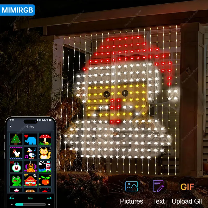 

Умные светодиодные RGB-подсветки для штор, USB-приложение, управление строкой, синхронизация музыки, сделай сам, программируемые гирлянды с рисунком и текстом на Рождество