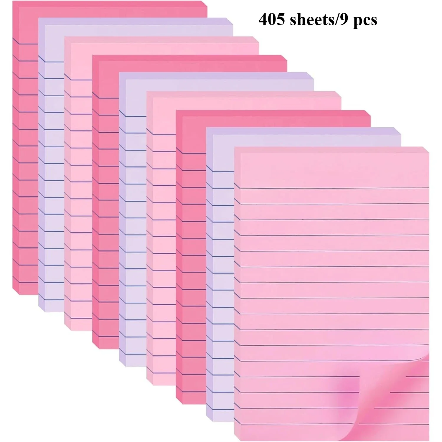 405 ورقة/9 قطع ملاحظات لاصقة مبطنة، لاصق قوي وتصميم سهل المسيل للدموع للمنزل والمكتب |   ملاحظات لاصقة نابضة بالحياة