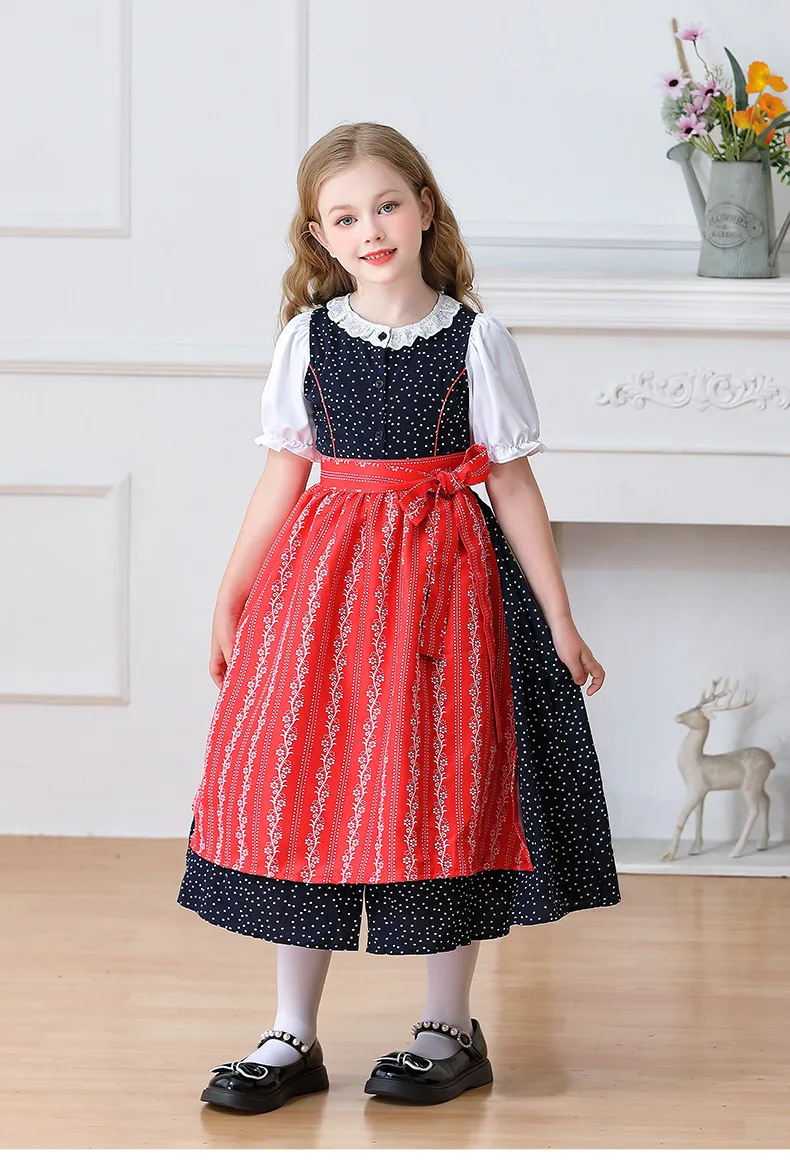 Kinder Karnevalskostüm München Oktoberfest Mädchenkostüm Klassisches Alpen-Landkostüm Mädchen Paradekostüm Cosplay Festliches Kleid Party – Detail 28