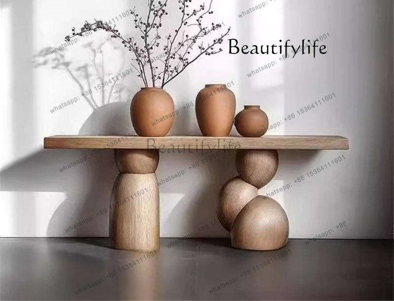 

Medieval style solid wood entrance table Art design Sense of home against the wall Corridor against the wall