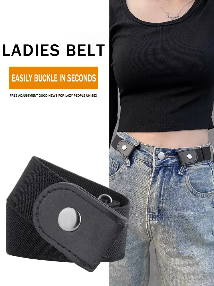 

Fashion No Buckle Elastic First layer cowhide Belt Buckle-Free Belt for Jean Pants Dresses Invisible and traceless women belt