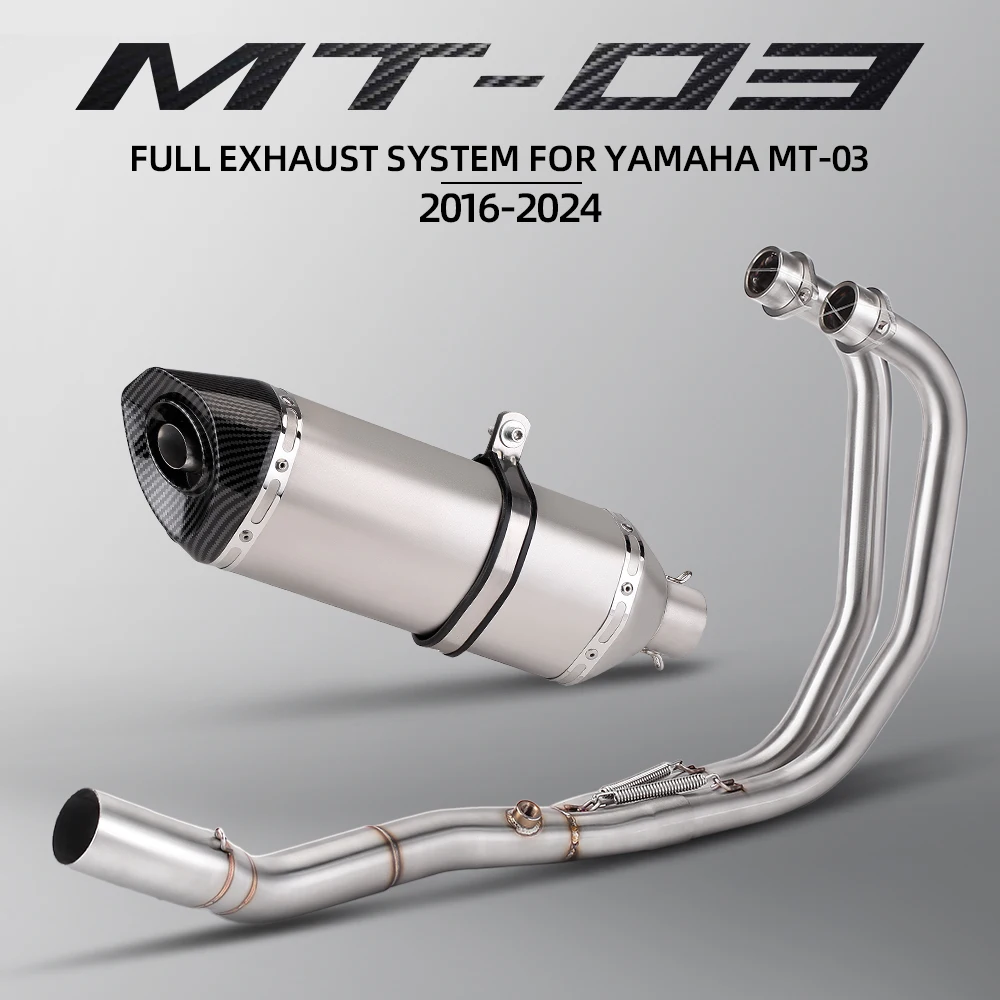 

Надеваемая выхлопная труба для Yamaha R25 R3 MT03 2016-2024 лет, мотоцикл 470, выхлопная полная система, передняя коллекторная труба