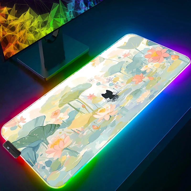 

RGB LED Mouse Pad Mousepad Cute Amine Cat Computer Keyboard Pad Mouse Mat Gamer Soft Office Carpet Table Mat Desktop Mat