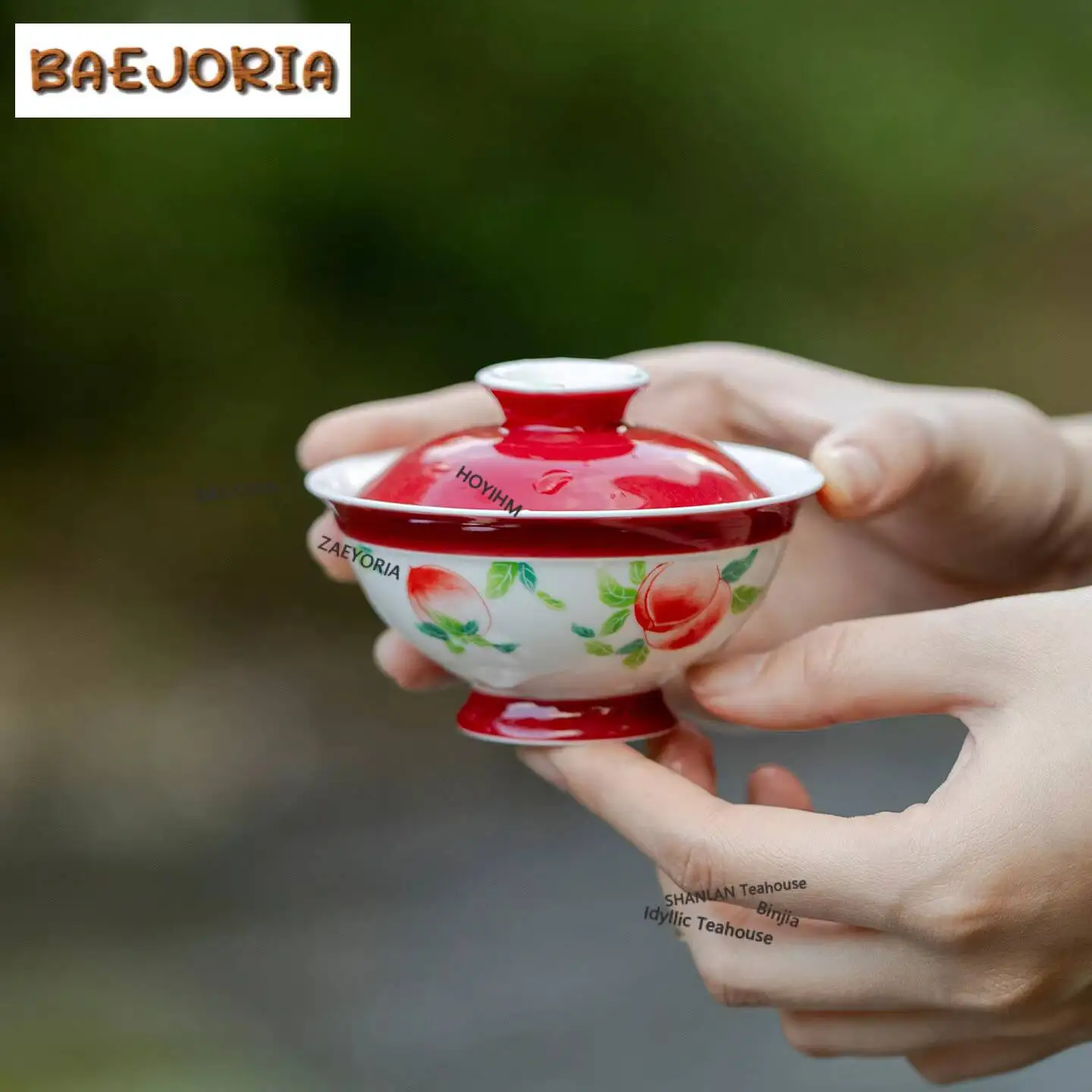 120ml Hand-painted Peach Gaiwan Elegant Tea Tureen Tea Bowl With Lid Kit Tea Maker Cover Bowl Teaware Accessories Decoration