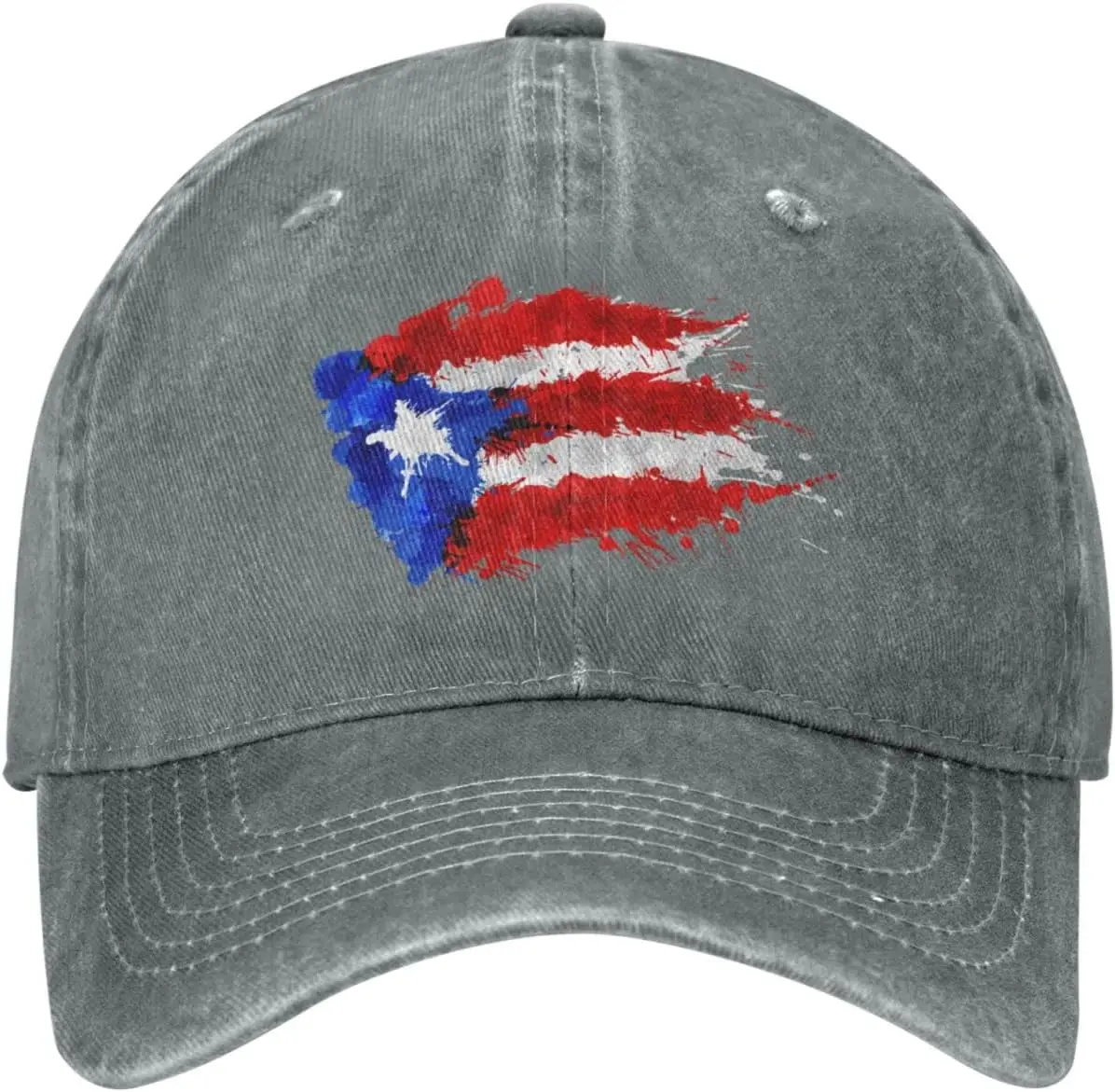 قبعة بيسبول برسومات علم بورتوريكو، قبعة كاجوال قابلة للتعديل من قماش الدنيم المغسول للرجال