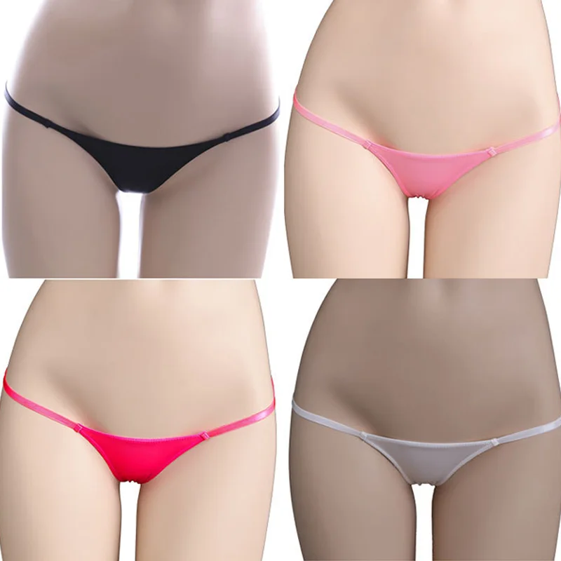 Sexy Woemn's G-String Thong Solid Ladies' Lingerie Thong Briefs Mini Underwear Transparent Erotic Ice Silk Thong Solid Low Waist image 3