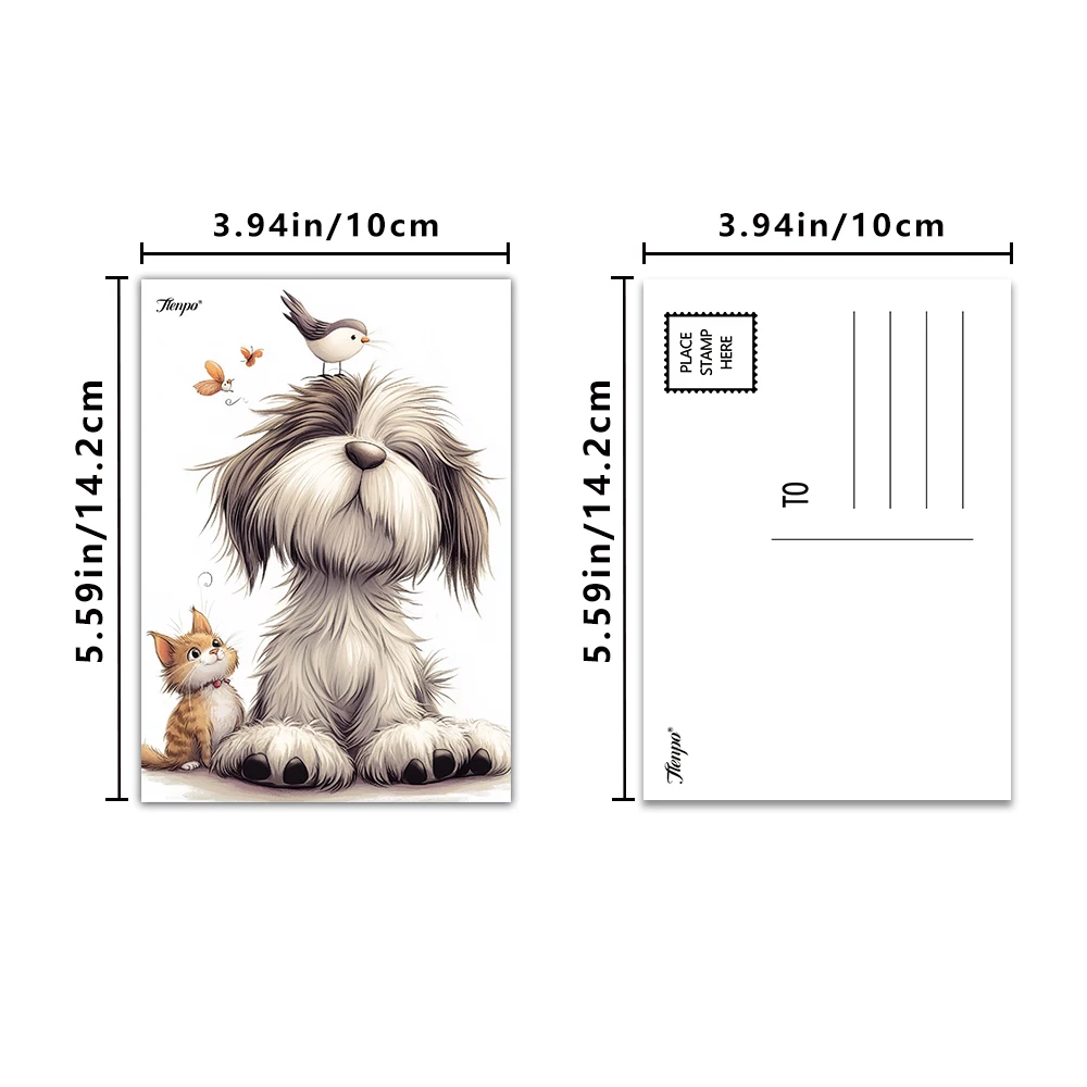 16pcs, Cute Healing Animal Art Postcards, HD Printed, Birthday/Anniversary Gifts, Collectibles, Suitable for Gift-Giving