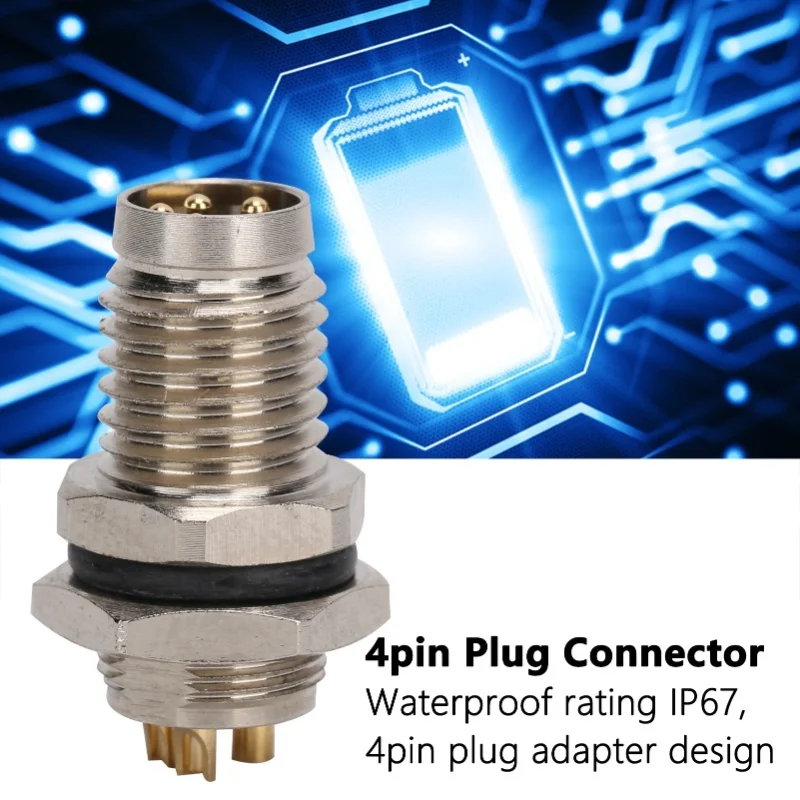 M8 Aviation 4Pin Plug Connector Metal Interface IP67 Brass Nickel Plated Shell For Socket