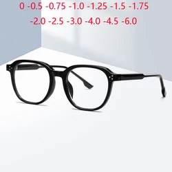 Blue Light Blocking Oval Shortsighted Prescription Glasses Women Men TR90 Student Computer Myopes Lunettes 0 -0.5 -0.75 To -6.0