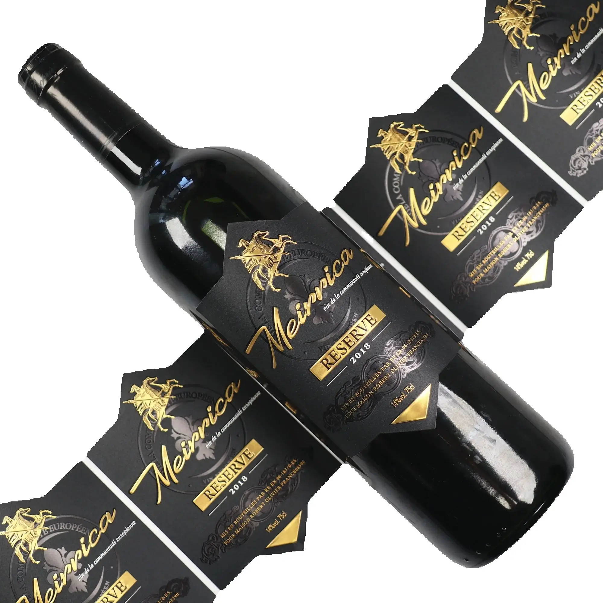 Custom Permanent Gold Foil Embossed Logo Sticker｜Durable Waterproof Adhesive Paper Label｜Beverage Bottle Label