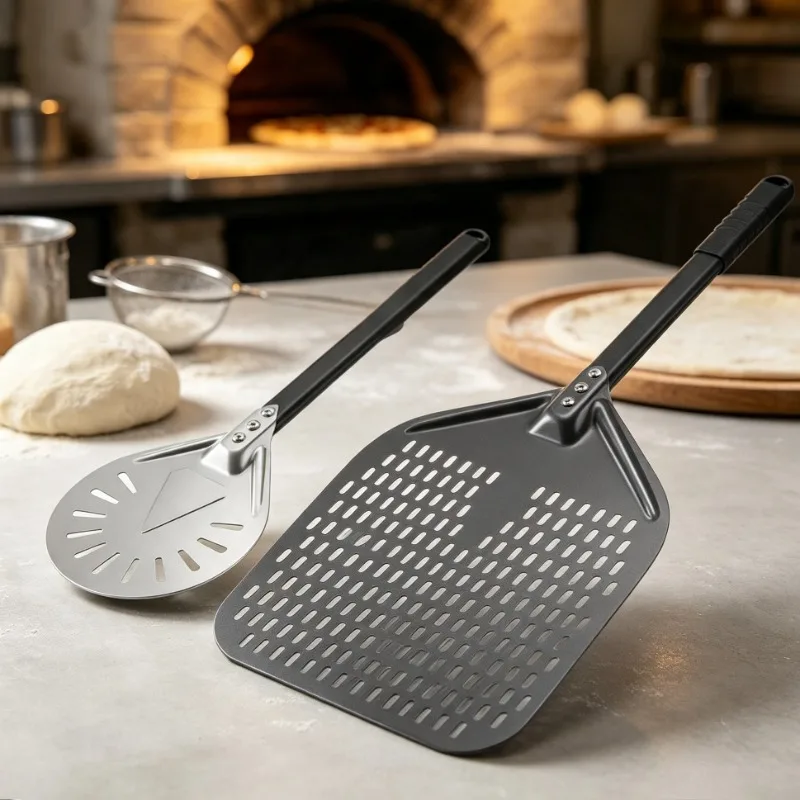 7/8/9/12inch Oven Pizza Turning Peel Aluminum Pizza Peel with Handle Pizza Turner for Outdoor Pizza Ovens Pizza Oven Accessory