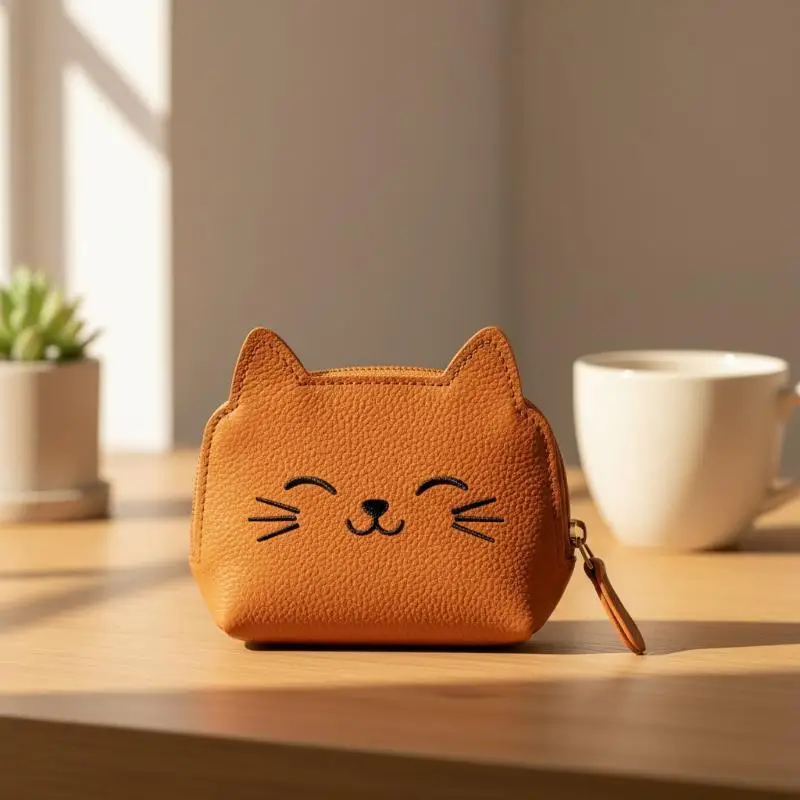 Cartoon Cat Card Holder Wallet For Women Girls PU Leather Bank Credit Card Coin Purse Portable Mini Zipper Coin Purse Gifts