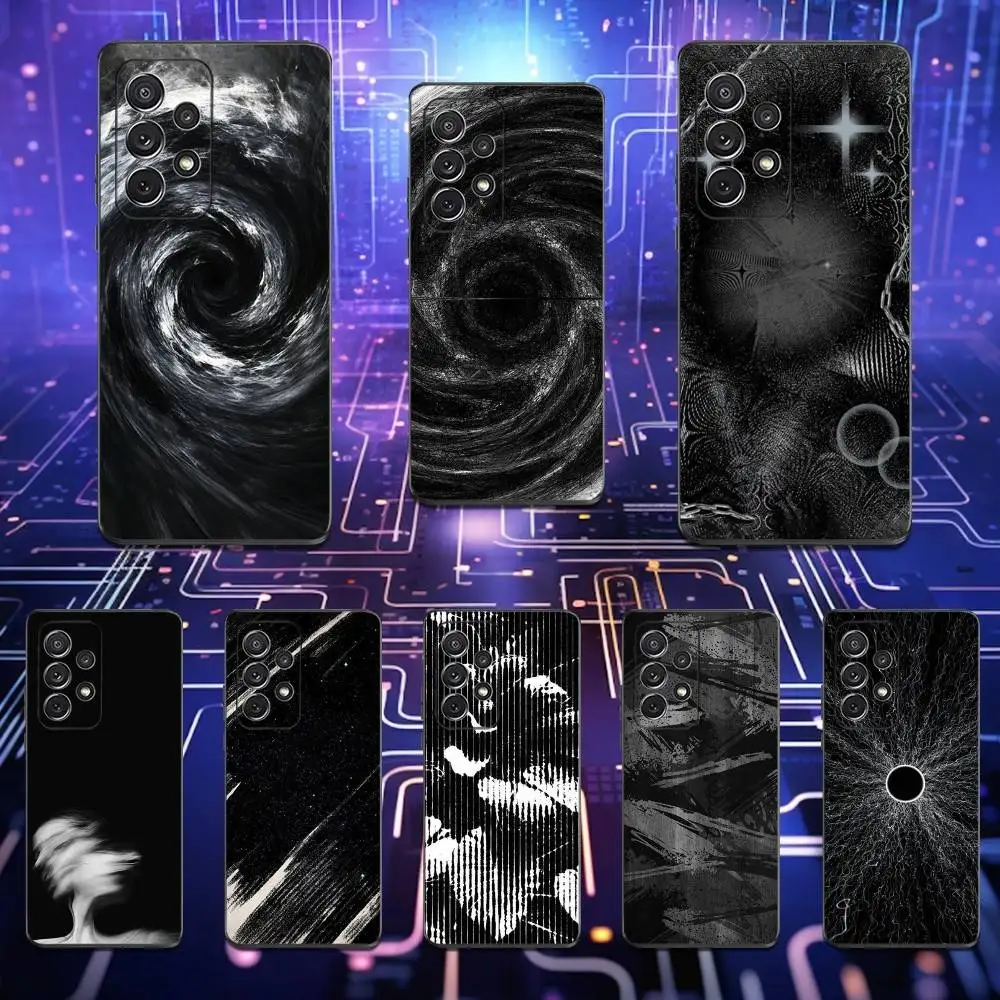 

Black White Pattern Art Phone Case For Samsung S25,S24,S23,S22,S21,S20,S10,Ultra,Plus,Lite,FE,Soft Silicone Black Cover