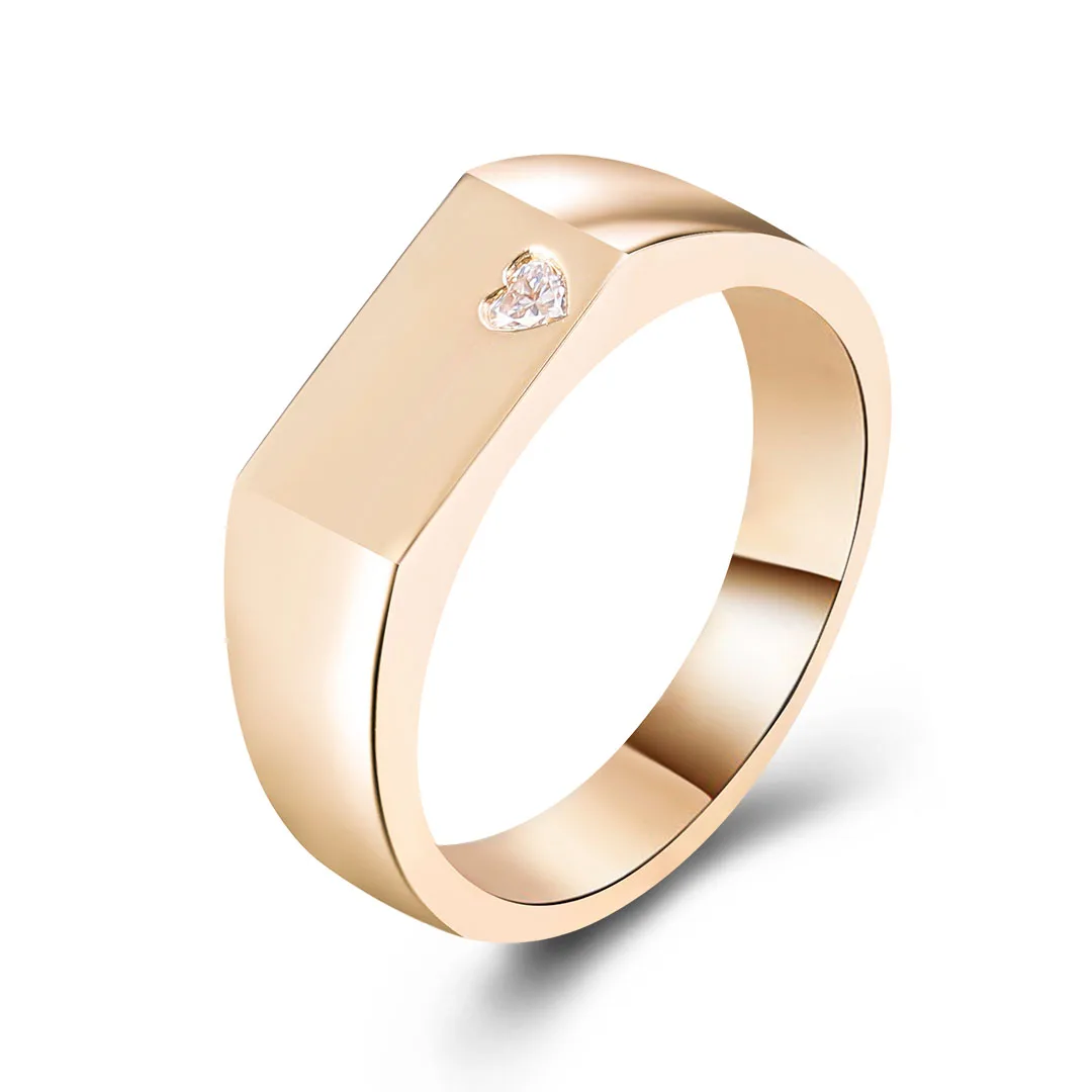 Provence 10k14k  Yellow Gold Moissanite  Ring With Heart cut 3mm For Men Wedding Anniversary Fashion Jewelry Gift