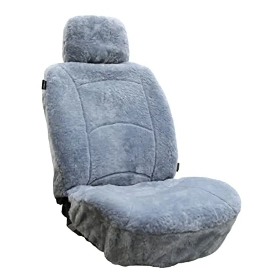 

Зимний чехол для автомобильного сиденья из натуральной овчины с изогнутым узором, светло-серый цвет
