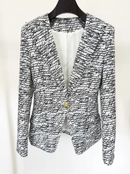 HIGH STREET Newest 2026 Stylish Designer Jacket Women's Love Letters Printed Single Button Blazer