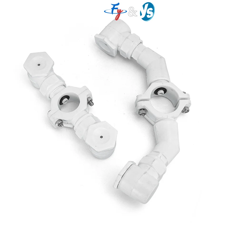 Dual Elbow Clip-On Hollow Cone Spray Nozzle PP Plastic Cooling Spray Head for Extruder Vacuum Tank Water Cooling