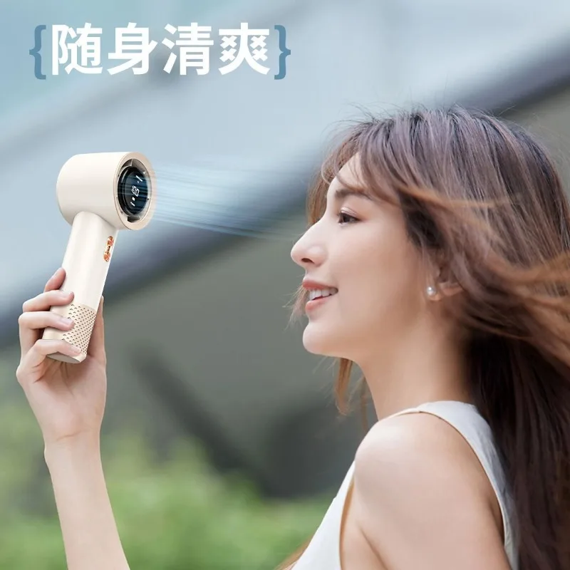 Foldable Handheld Fan, USB Rechargeable, LED Digital Display, Adjustable Angle Portable Fan for Commuting & Exercise