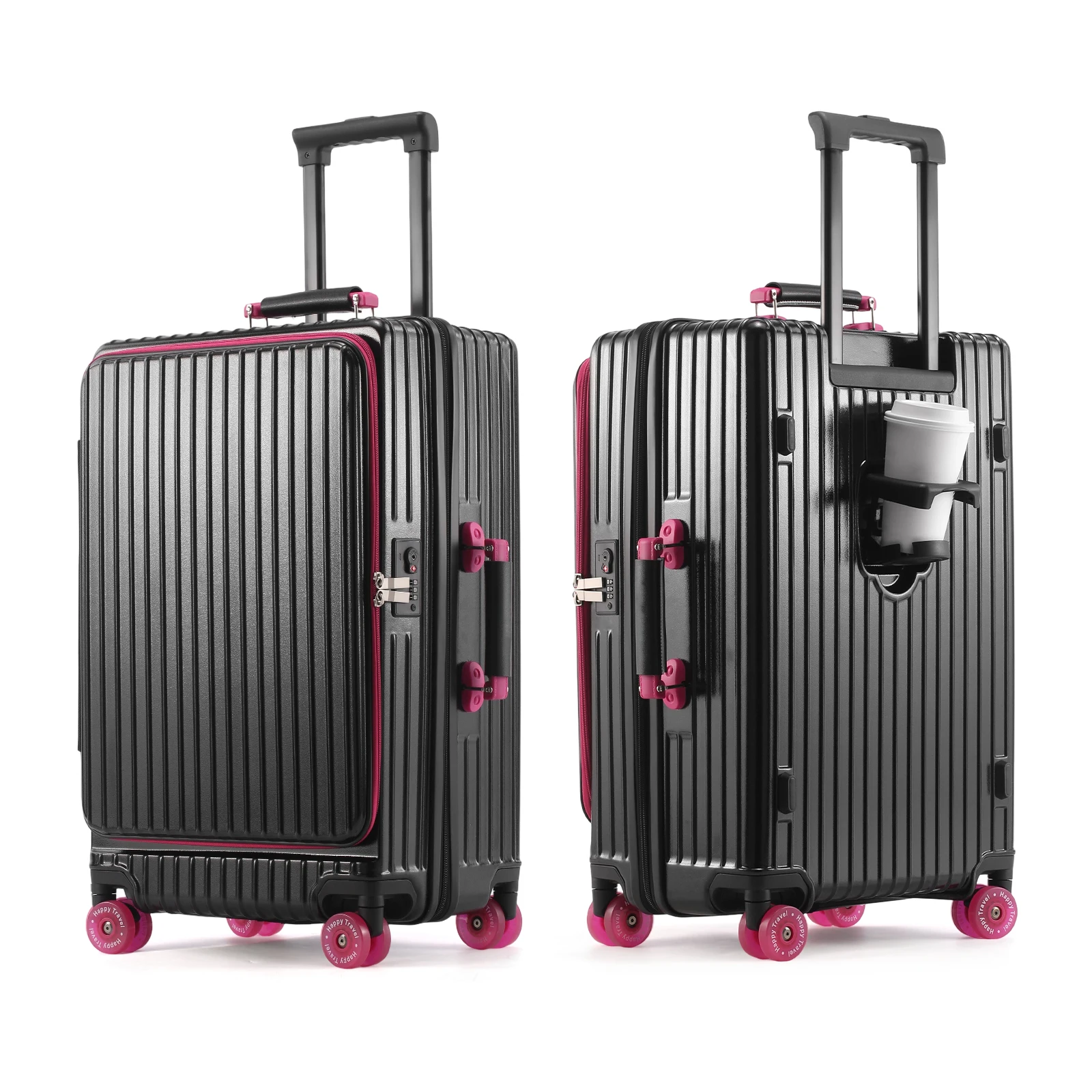 

Чемодан с глубоким боковым отделением и колесами на резиновой основе, 20/24/28 дюймов, ручная кладь на колесиках с замком TSA